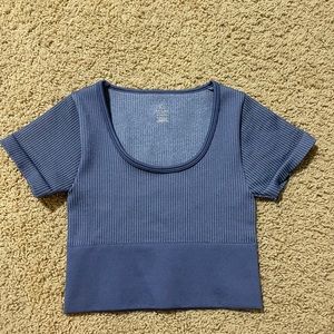 blue offline aerie blue ribbed crop top